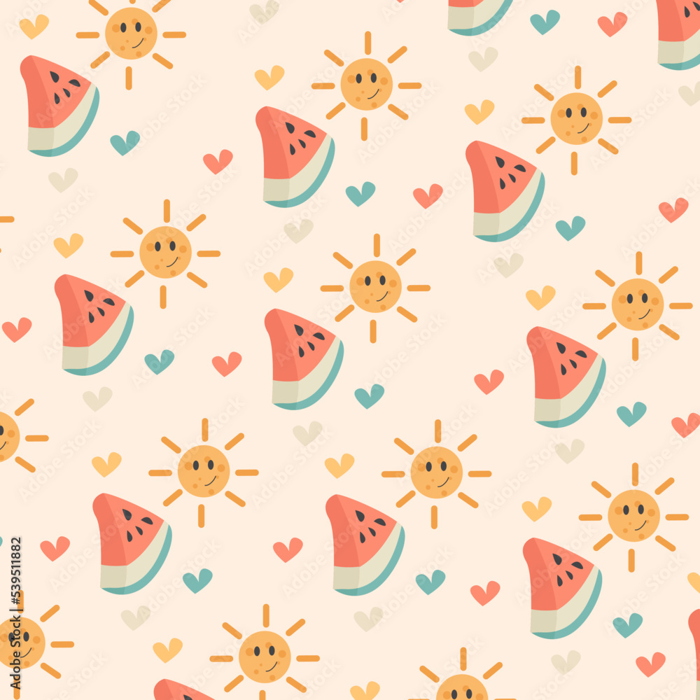 Collection of watermelon character patterns suitable for textile design Collection of watermelon character patterns suitable for textile design