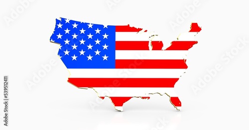 High resolution map of the USA with american flag. You can easily remove the shadows, or to fill in the
