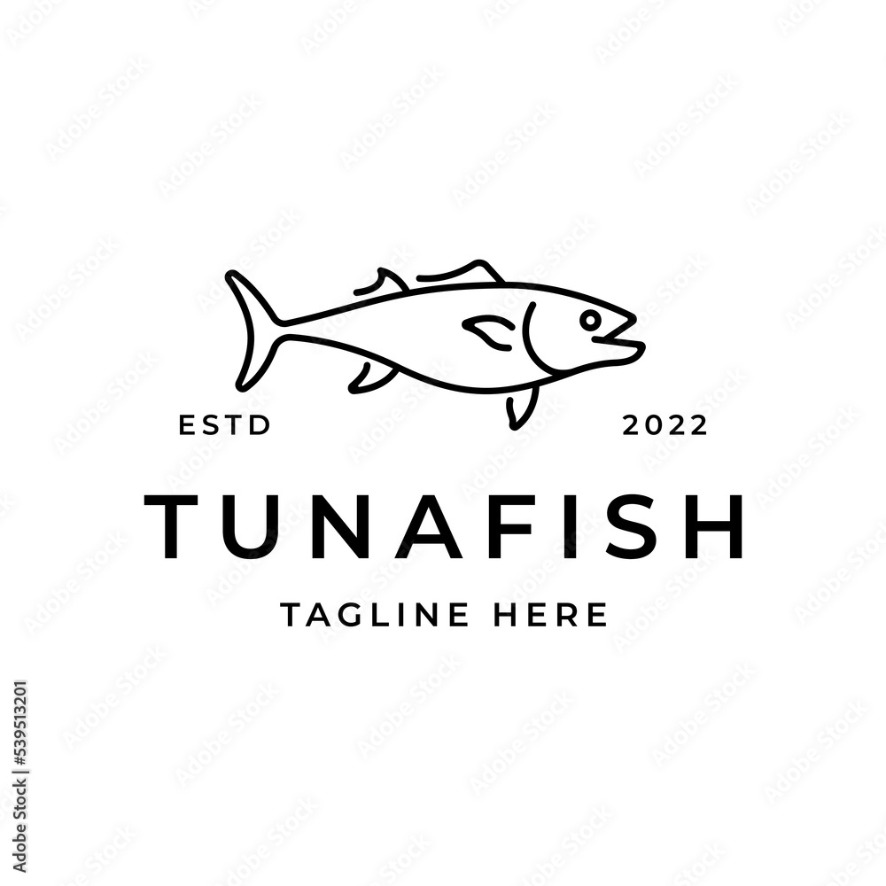 Line art tuna fish logo, seafood logo design inspiration Line art tuna fish logo, seafood logo design inspiration
