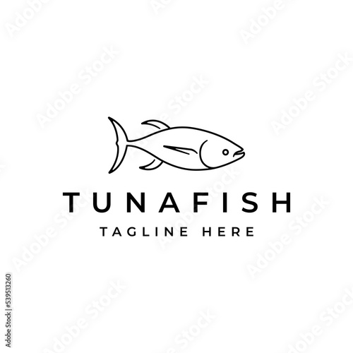 Line art tuna fish logo, seafood logo design inspiration