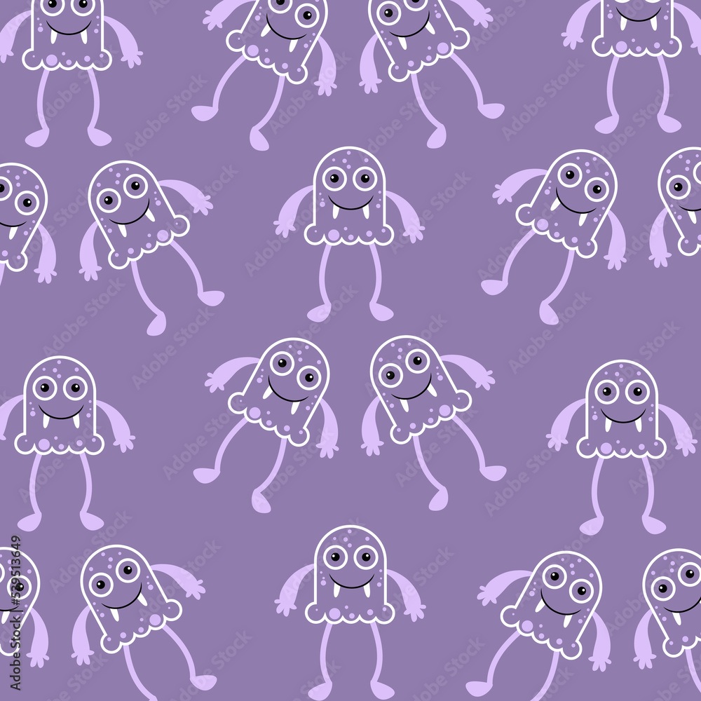 Fototapeta premium Cute monster cartoon character pattern collection suitable for textile design