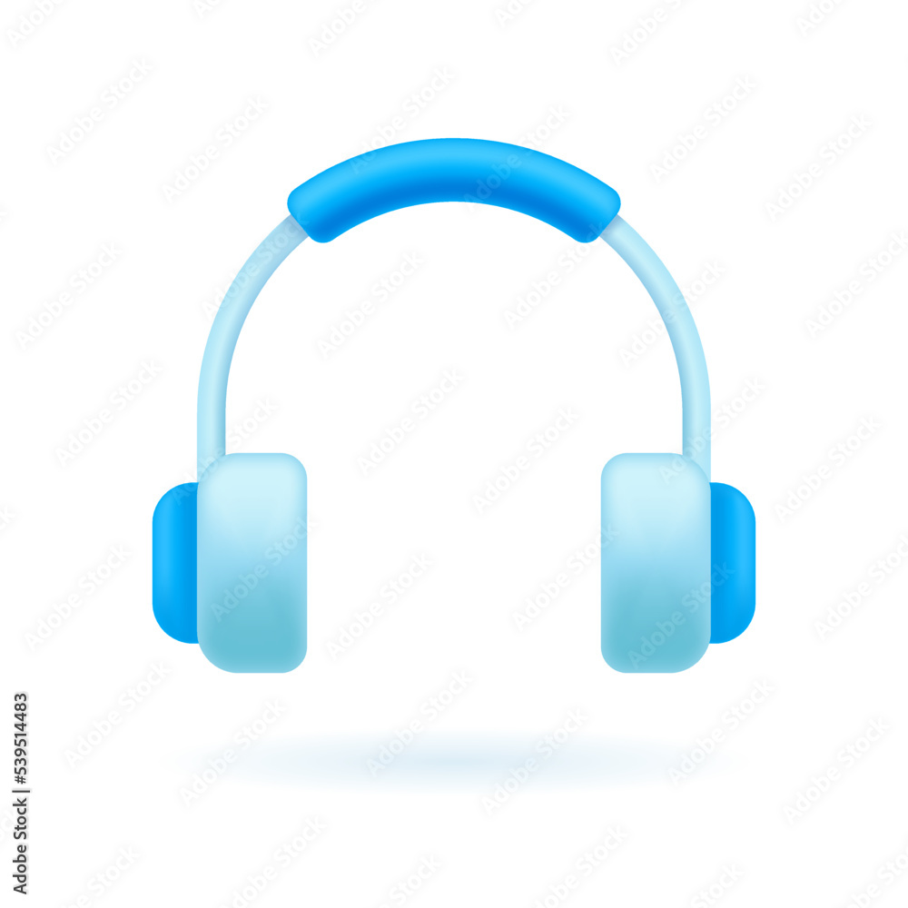 3d blue headphones isolated on white background. Modern vector in realistic style 3d blue headphones isolated on white background. Modern vector in realistic style