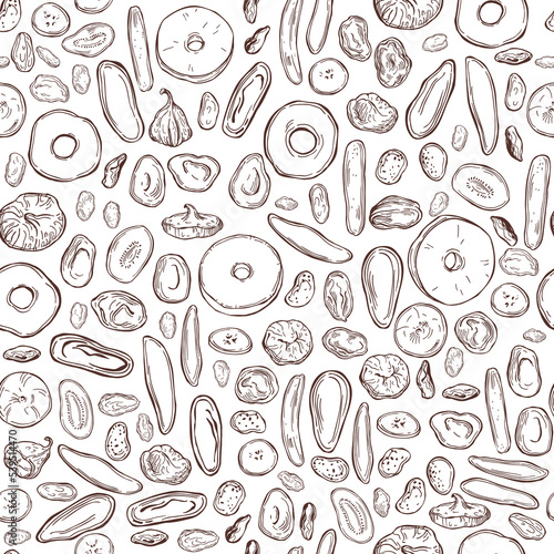 Vector pattern with dried fruits.