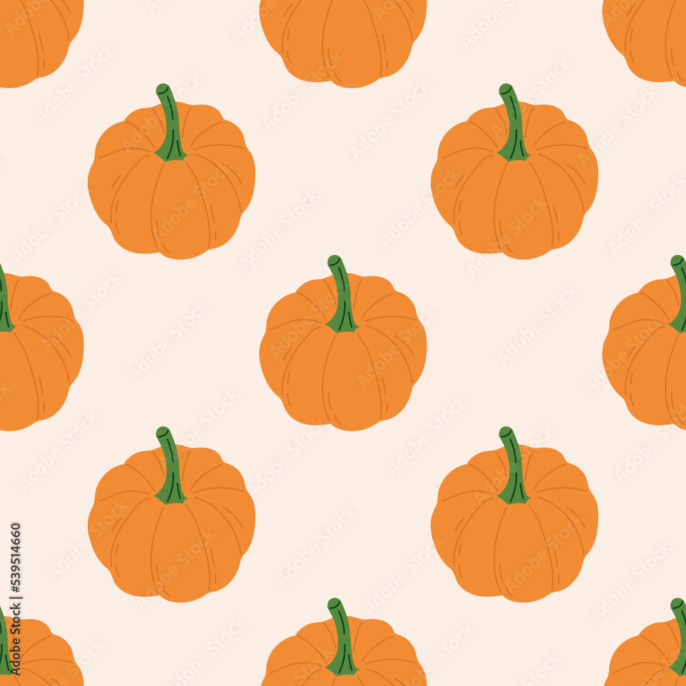 Seamless Pattern with Pumpkin. The Thanksgiving Day collection. Flat vector illustration