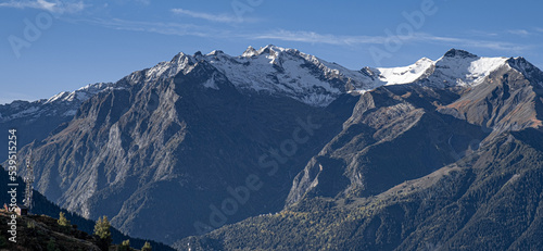 Indian Summer view in Alpe d'Huez ski resort in the French Alps, France