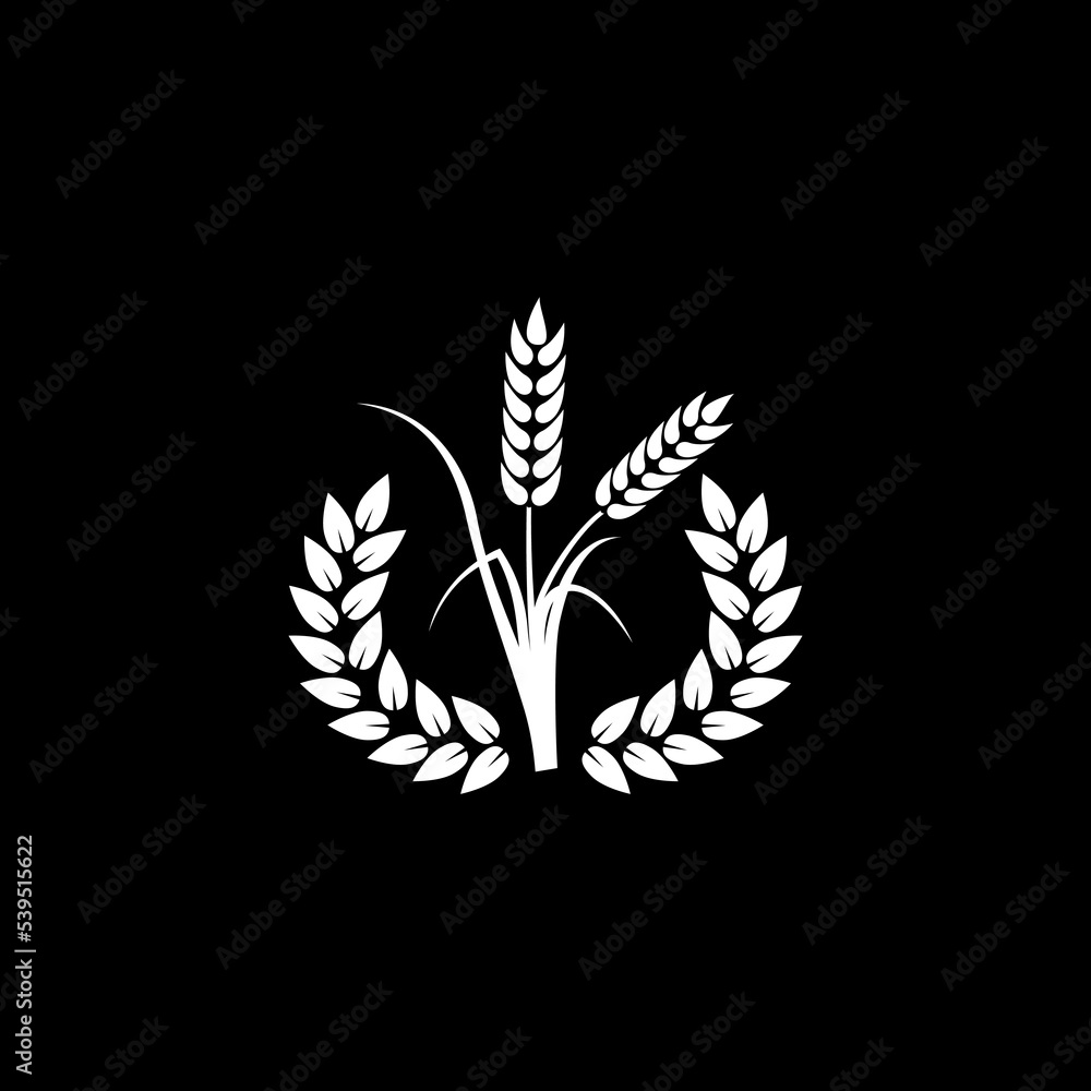 Wheat ears or rice icon isolated on dark background Wheat ears or rice icon isolated on dark background