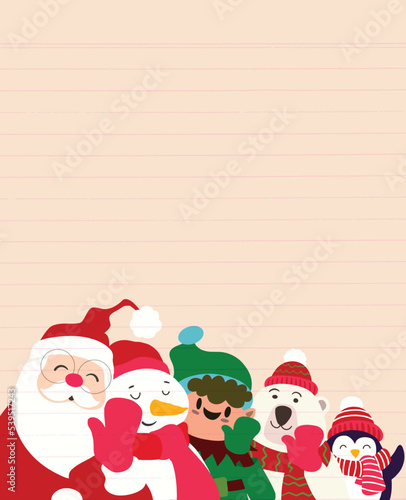 Christmas Cartoon Characters Funny Banner ,A set of happy Christmas characters