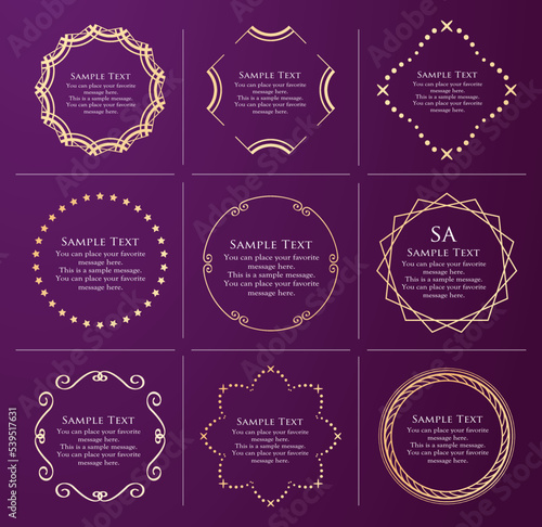 クリスマスモチーフのフレームデザインセット。ゴージャスでエレガントなデザイン素材	
