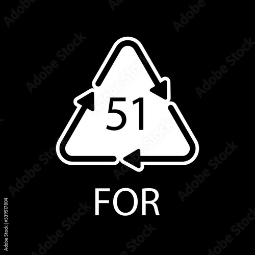 Bio material recycling code 51 FOR. Vector Illustration