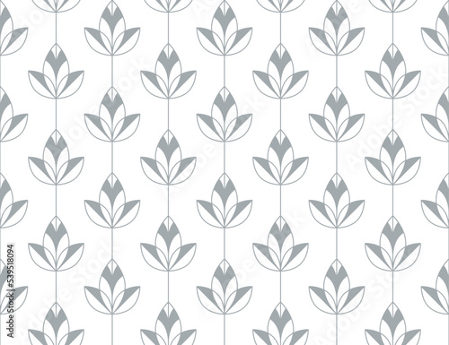 Flower geometric pattern. Seamless vector background. White and gray ornament. Ornament for fabric  wallpaper  packaging. Decorative print.