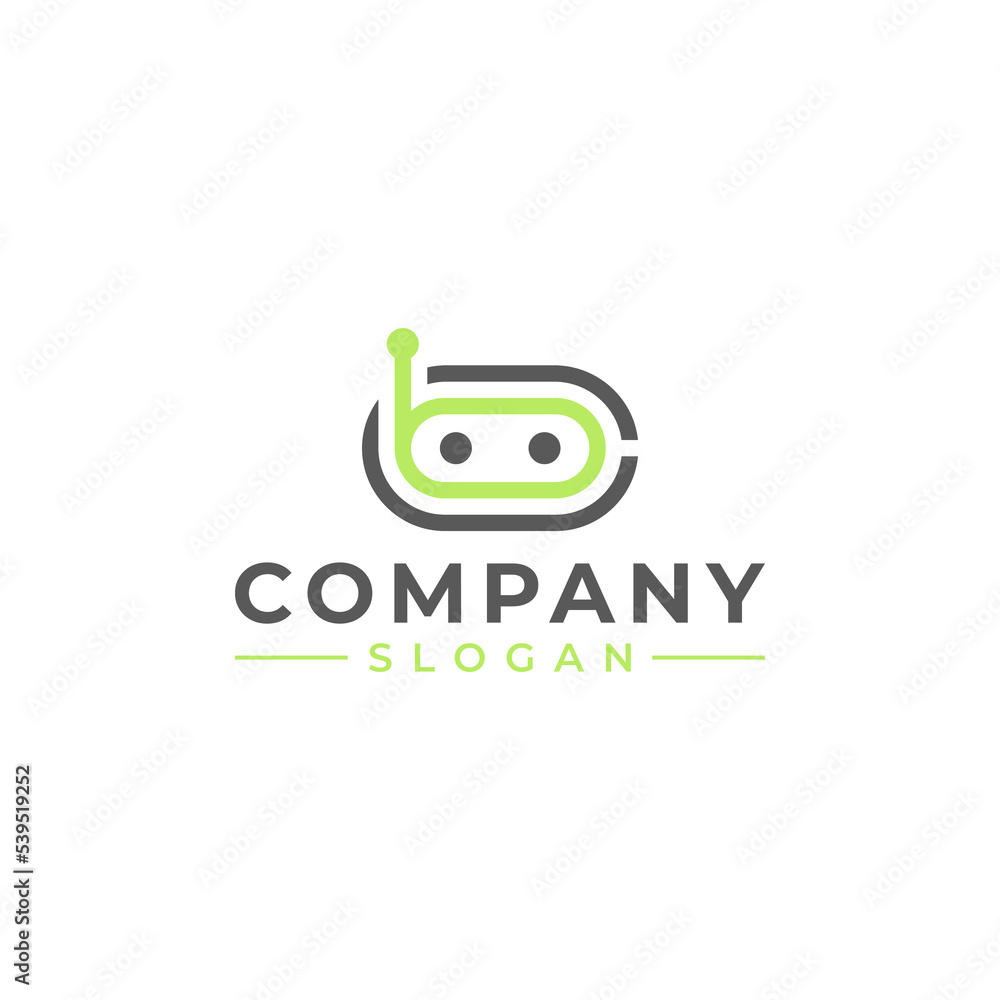 Fototapeta premium Letter B robot head logo