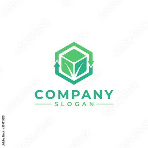 Green box leaf recycle logo