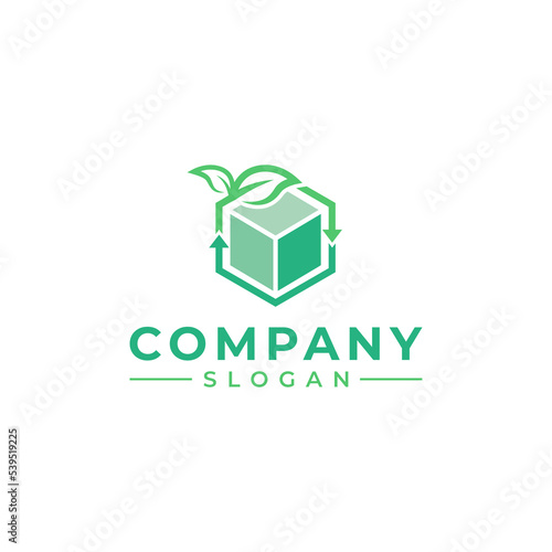 Green box leaf recycle logo