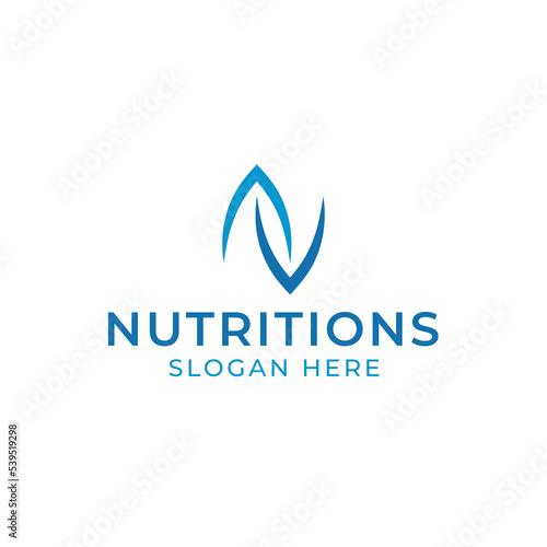 Letter N leaf nutrition logo