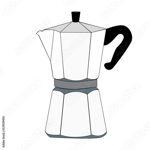 Moka Pot Italian espresso machine. Trendy flat naive style, good as icon, logo for coffee shop.