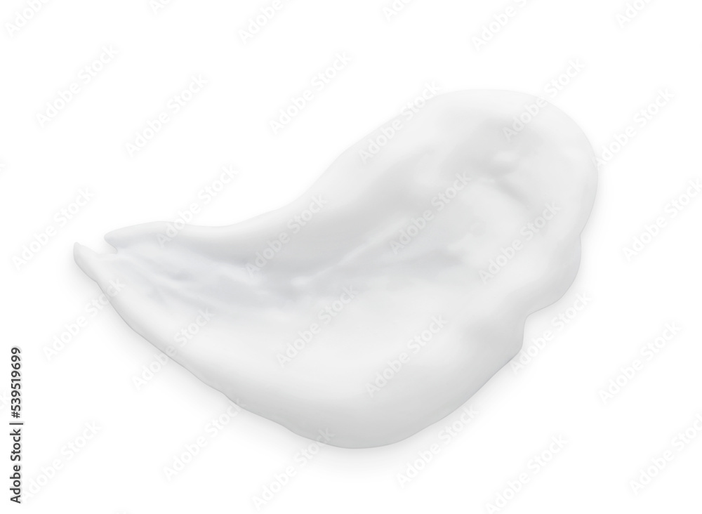 Sample of body cream on white background, top view Sample of body cream on white background, top view