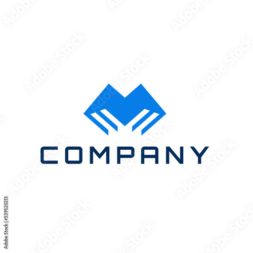 Letter M malware tech insect blue logo