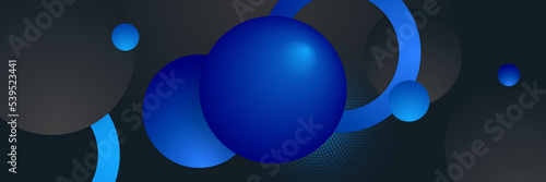 Abstract black blue banner with circle