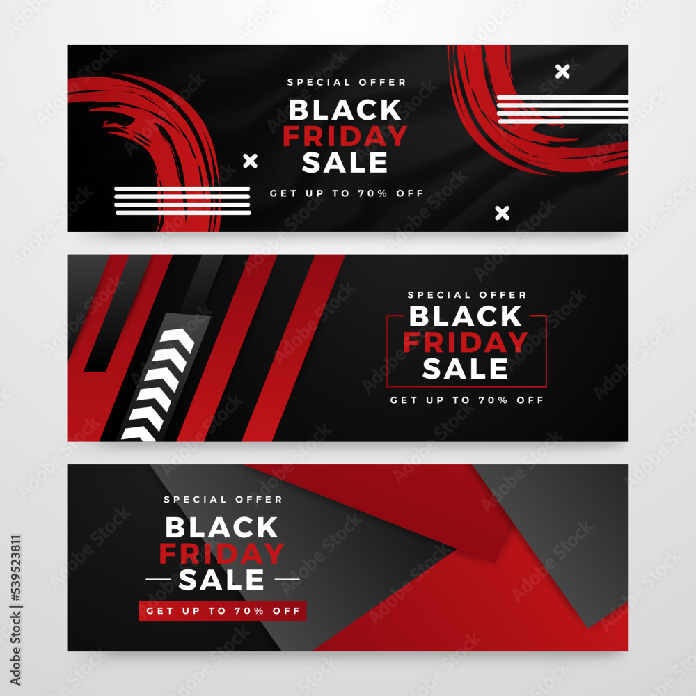 Black friday super sale banner. Black friday red and black abstract sale promotion banner. Universal vector background for sale poster, banners, flyers, card, advertising brochure