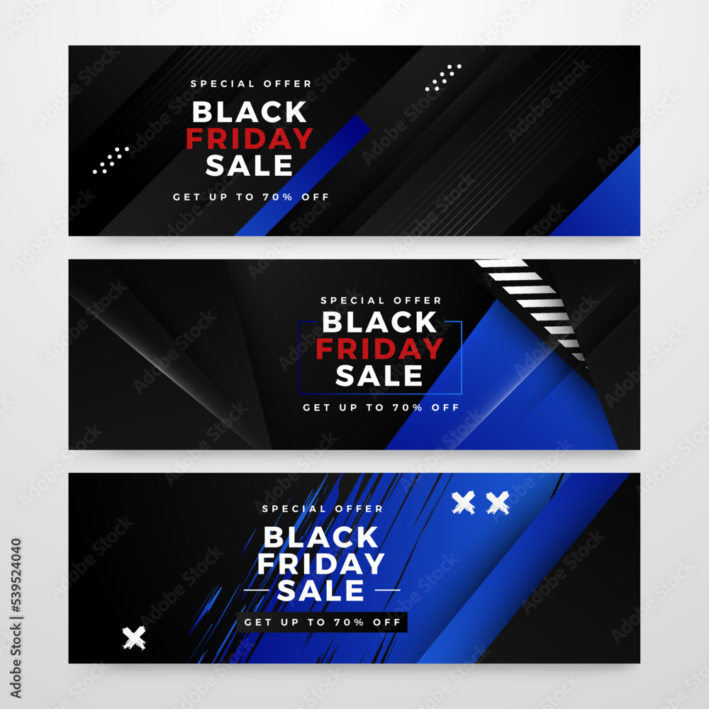 Modern black friday sale banner background with geometric abstract shape, halftone, balloon