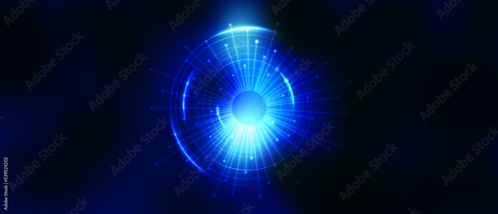 Obraz premium Dark tech abstract background with neon glow