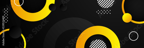 black and yellow modern wide banner. Vector abstract graphic design banner pattern presentation background web template.