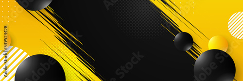 black and yellow modern wide banner. Vector abstract graphic design banner pattern presentation background web template.