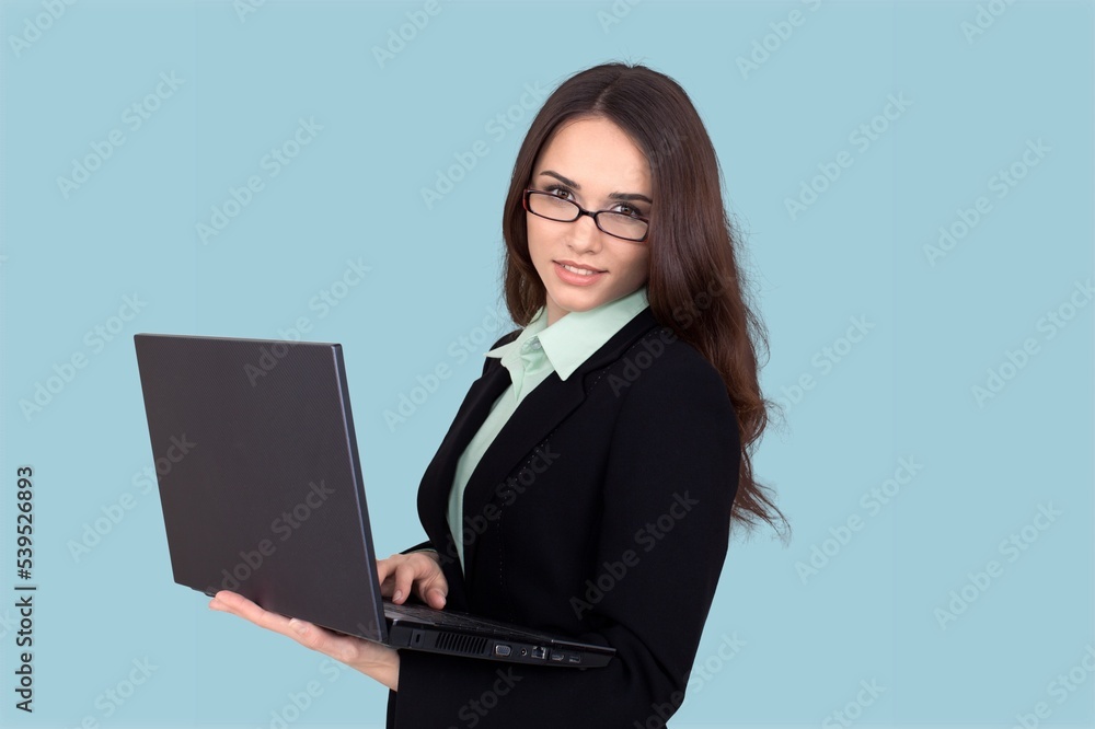 Young woman work on computer, lifestyle concept.