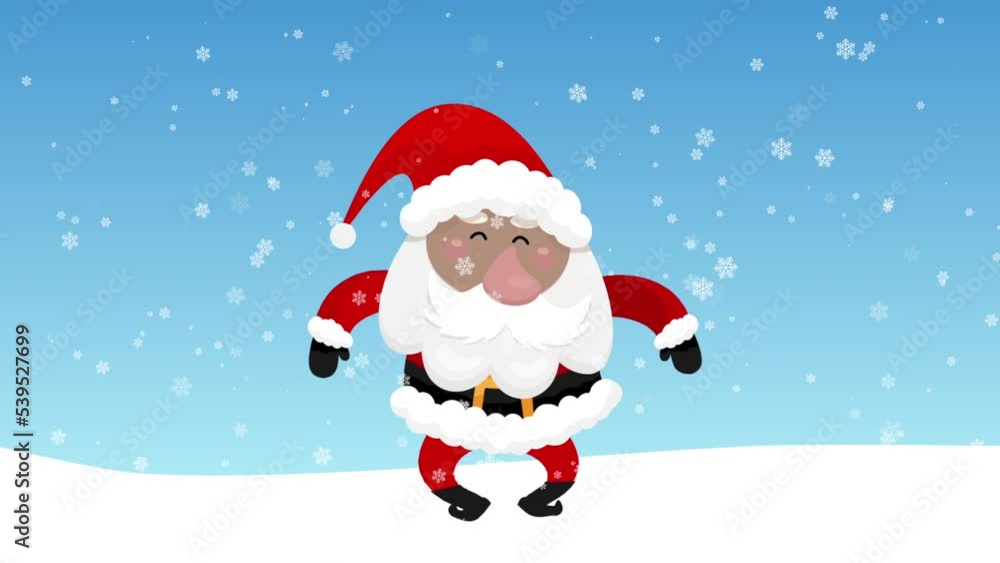Latin santa claus, animated cartoon, dancing in a christmas background while snowing, Latin santa claus, animated cartoon, dancing in a christmas background while snowing,