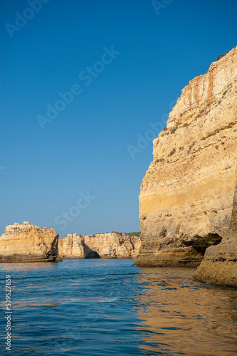 Rock formations on the Algarve coast in Portugal 