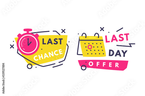 Hot Sale and Last Offer Promo Sticker and Label Vector Set