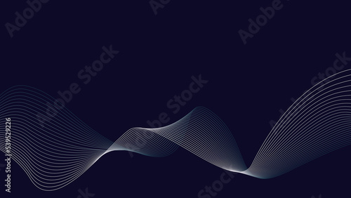 Gradient Wave of white line on blue and old navy background. Creative neon colors. Modern abstract. Business and Digital concept. Futuristic Innovation background.