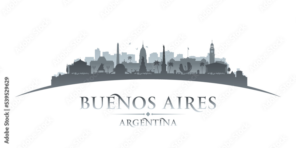 Buenos Aires Argentina city silhouette white background