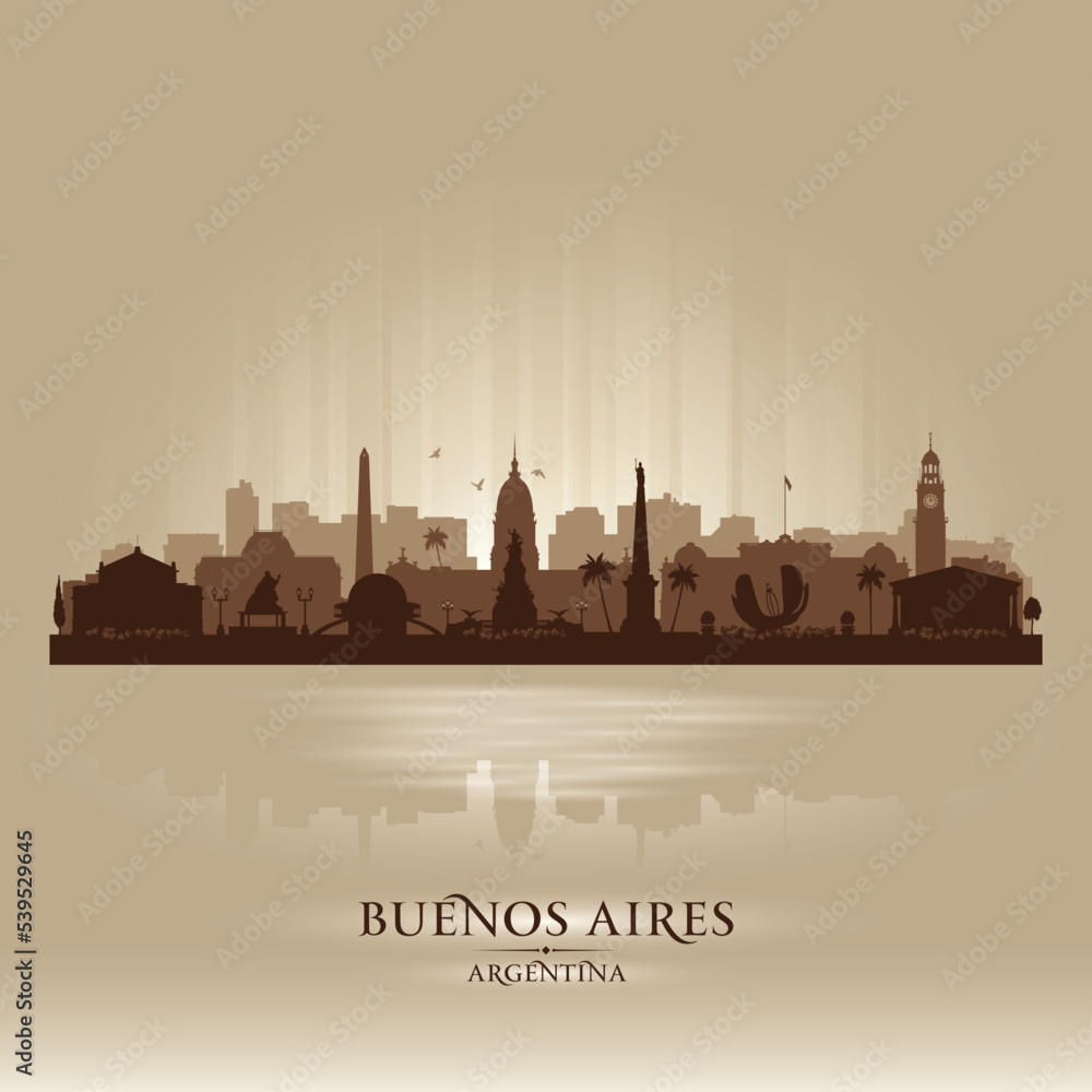 Buenos Aires Argentina city skyline vector silhouette