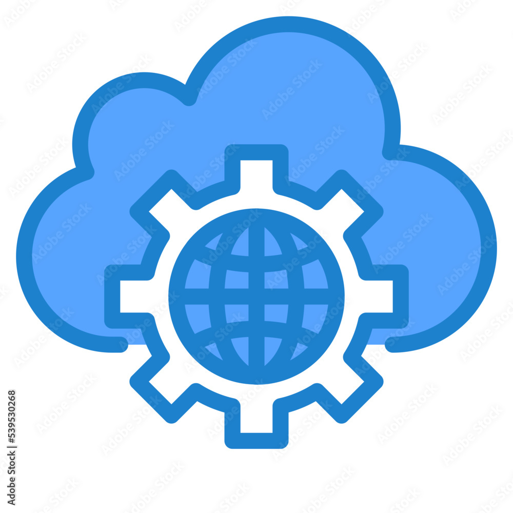 Setting cloud computing blue style icon Setting cloud computing blue style icon