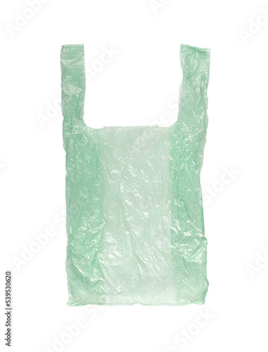 Plastic Bag Isolated. Old Crumpled Plastic Bag, Used Cellophane Packaging Waste, Shopping Disposable Pouch