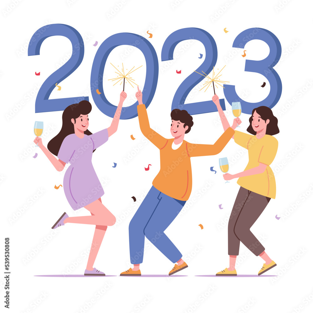Happy People Celebrate New Year 2023 Happy People Celebrate New Year 2023