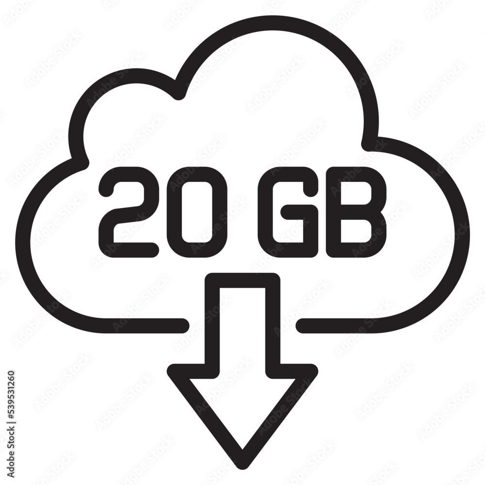 download 20gb outline style icon