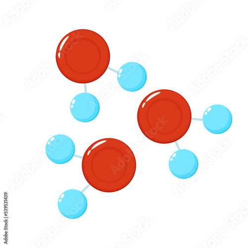 Vector illustration of water or H2O molecules, for symbols, signs, buttons. Science of water chemistry.