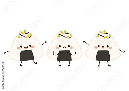 Onigiri vector. Onigiri on white background. Onigiri mascot.