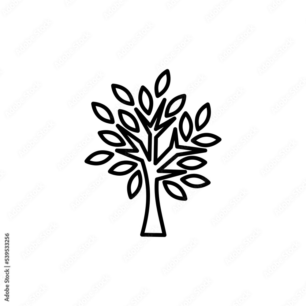 Black and white template tree line icon Black and white template tree line icon