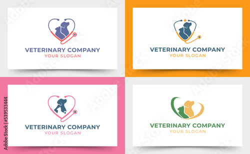 Cat dog veterinary logo