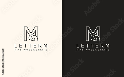 Letter M woodworking logo