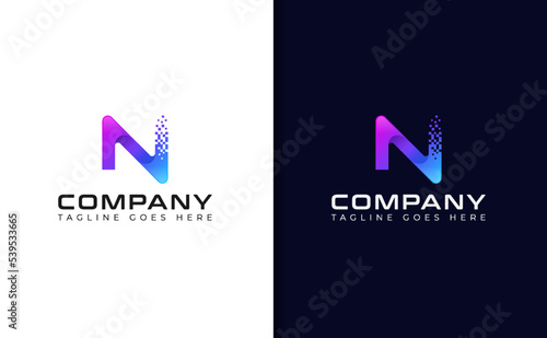 Letter N technology gradient logo