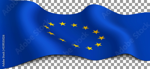Long flag of EU the European Union on a transparent background.