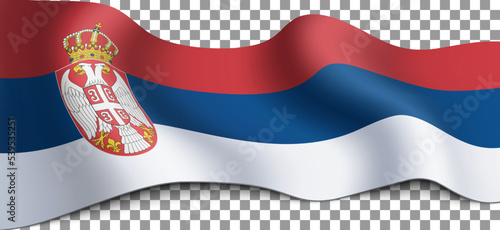 Long flag of Serbia on a transparent background.