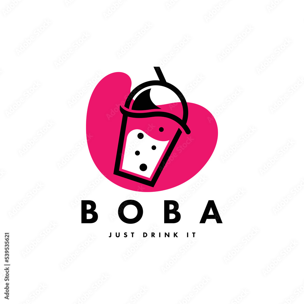 Bubble Drink Logo Design Concept Vector. Boba Drink Logo Template