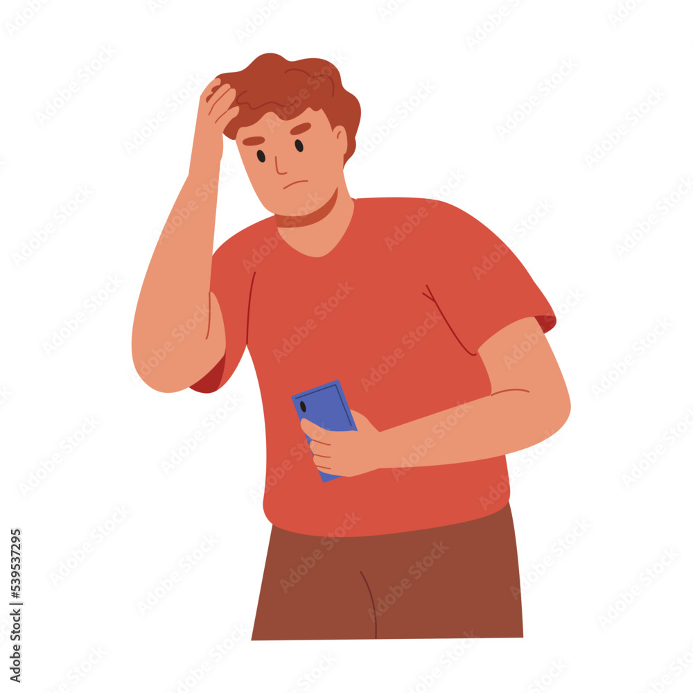 Person reading bad news in phone, negative content in internet. Stress from media content Person reading bad news in phone, negative content in internet. Stress from media content