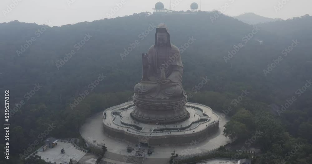 Aerial view of Nanhai Baofeng Temple at Xiqiao Mountain in Foshan, China. Aerial view of Nanhai Baofeng Temple at Xiqiao Mountain in Foshan, China.