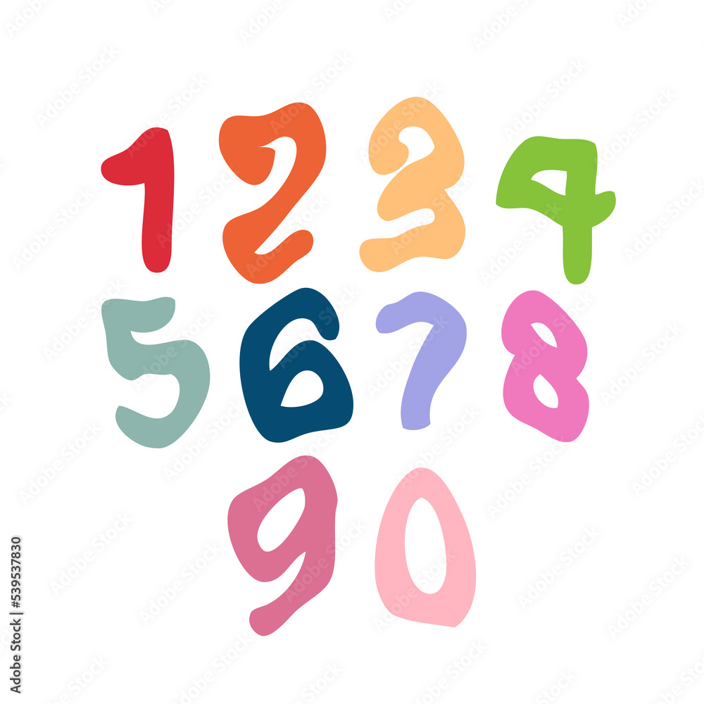 Groovy numbers collection in 1970 retro style. Vector illustration. Groovy numbers collection in 1970 retro style. Vector illustration.